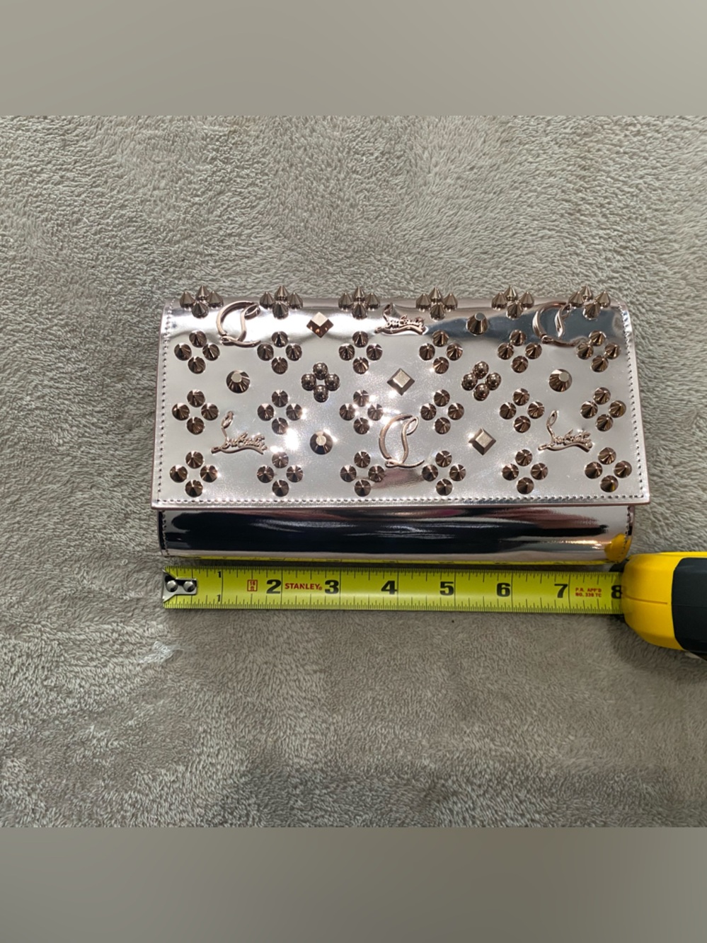 Christian Louboutin Metallic Rose Gold Studded Card Holder (no strap!)